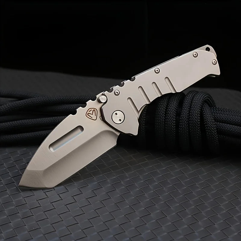 Folding tactical knife, sharp stainless steel blade, lightweight metal handle suitable for camping, hunting, emergency rescue