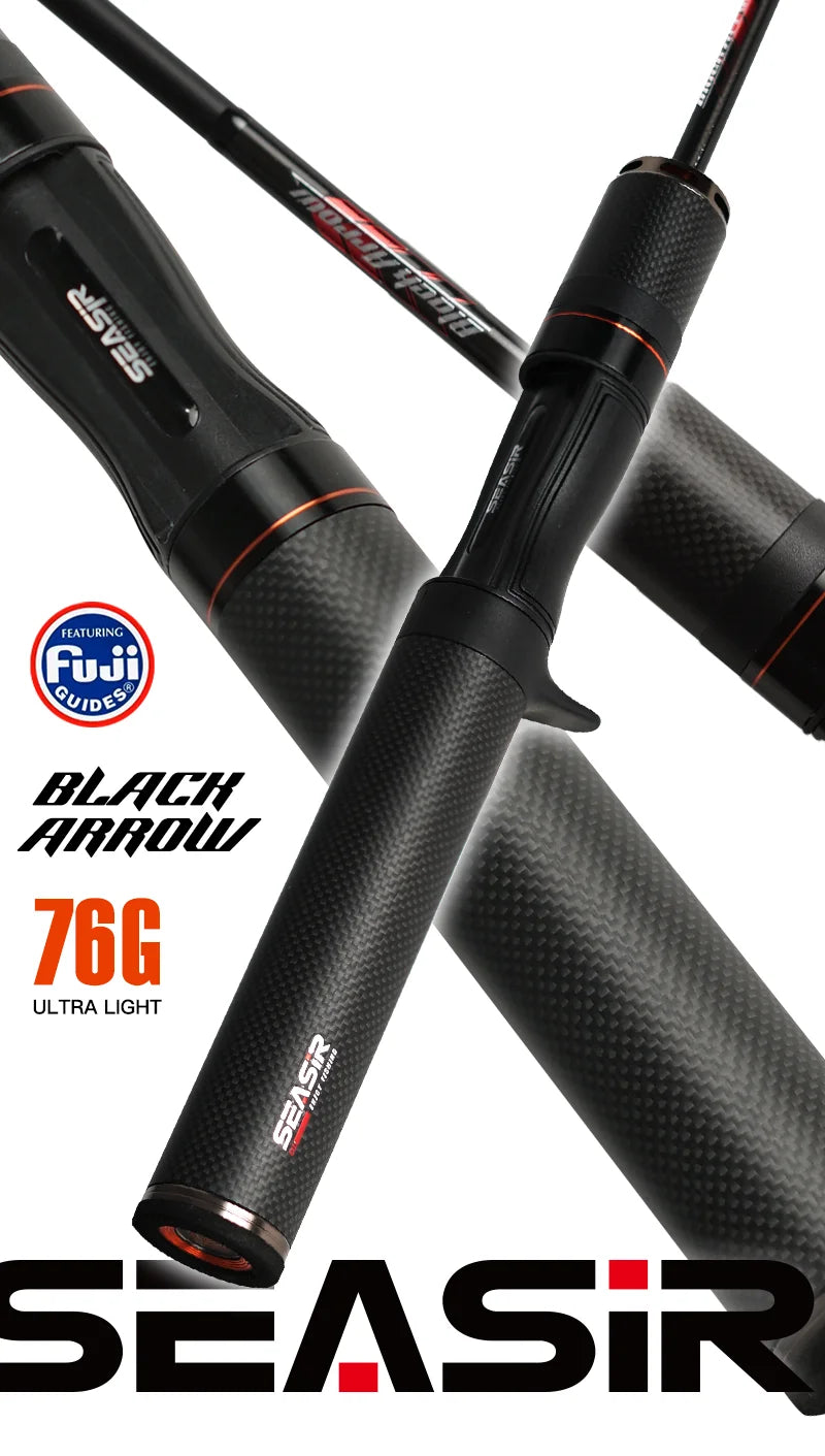 Black Arrow Spining Baitcasting Fishing Rod 4.92FT LureWeight 0.8-10gUL Carbon Fiber FUJI O Guide Rings BFS Two Sections