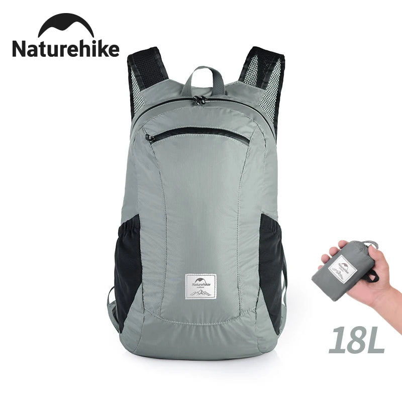 Backpack 18L Black Ultralight Outdoor Waterproof Folding Backpack for Men Women‘s Bag Camping Hiking Shoulder Bag
