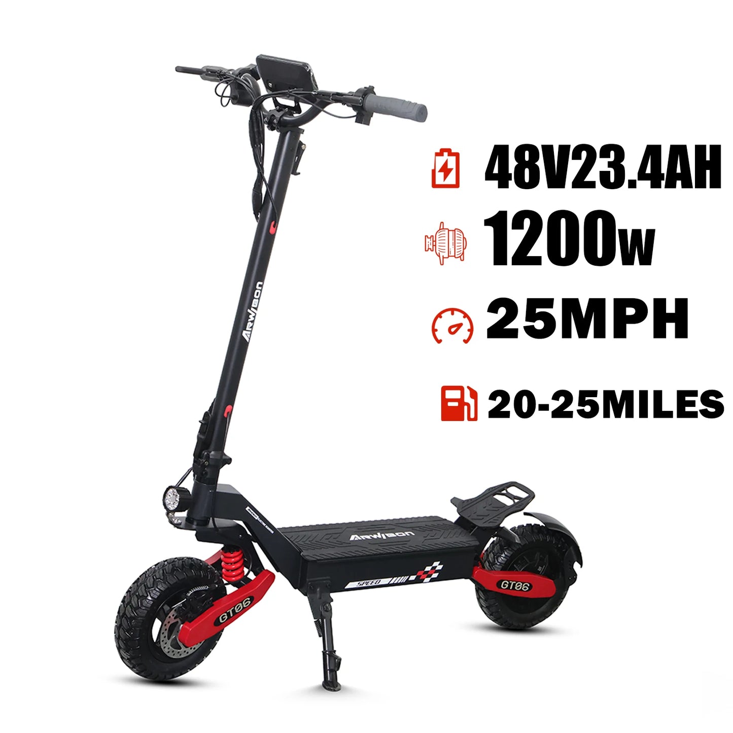 1200W Motor Electric Scooter 48V13/23.4AH Speed up to 25MPH 11 Inch Off-Road Tires Foldable Adult E-Scooter