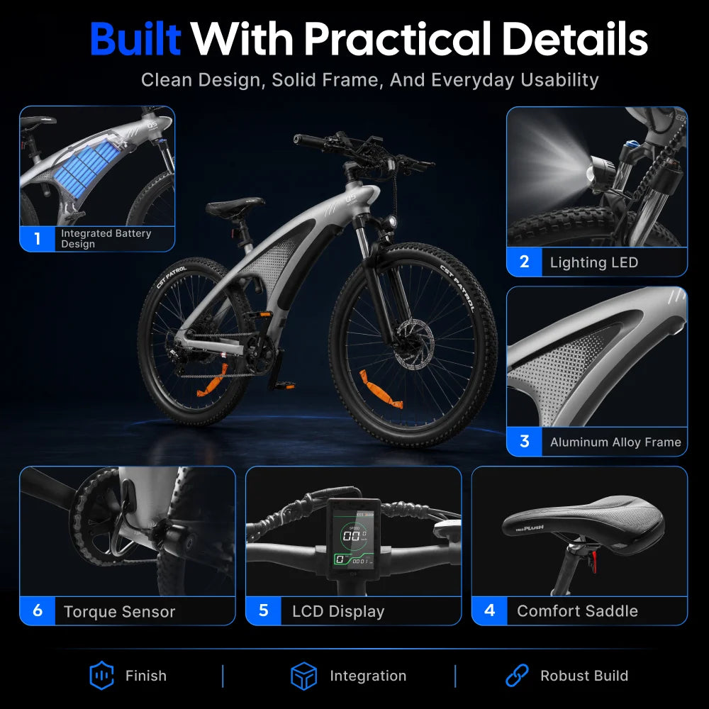 Q5 Ebike 2000W Torque Sensor Adults Electric Bike 85Nm 57KM/H Electric Bicycle 27.5“ Removable Battery Electric Mountain Bike