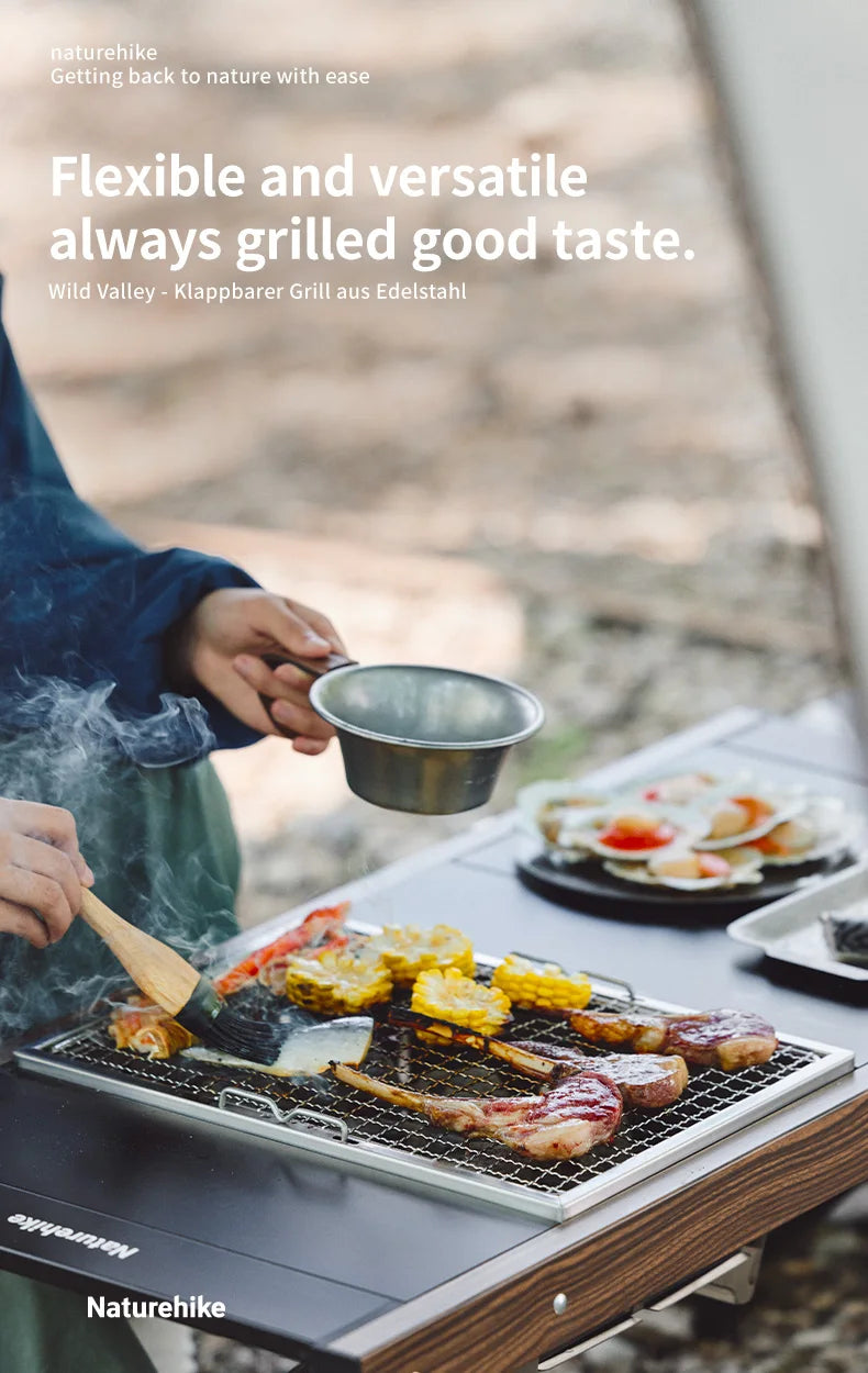 Camping Charcoal Grill for IGT Table Portable Folding Barbecue Grill with Tongs Outdoor Car Cooking BBQ Rack