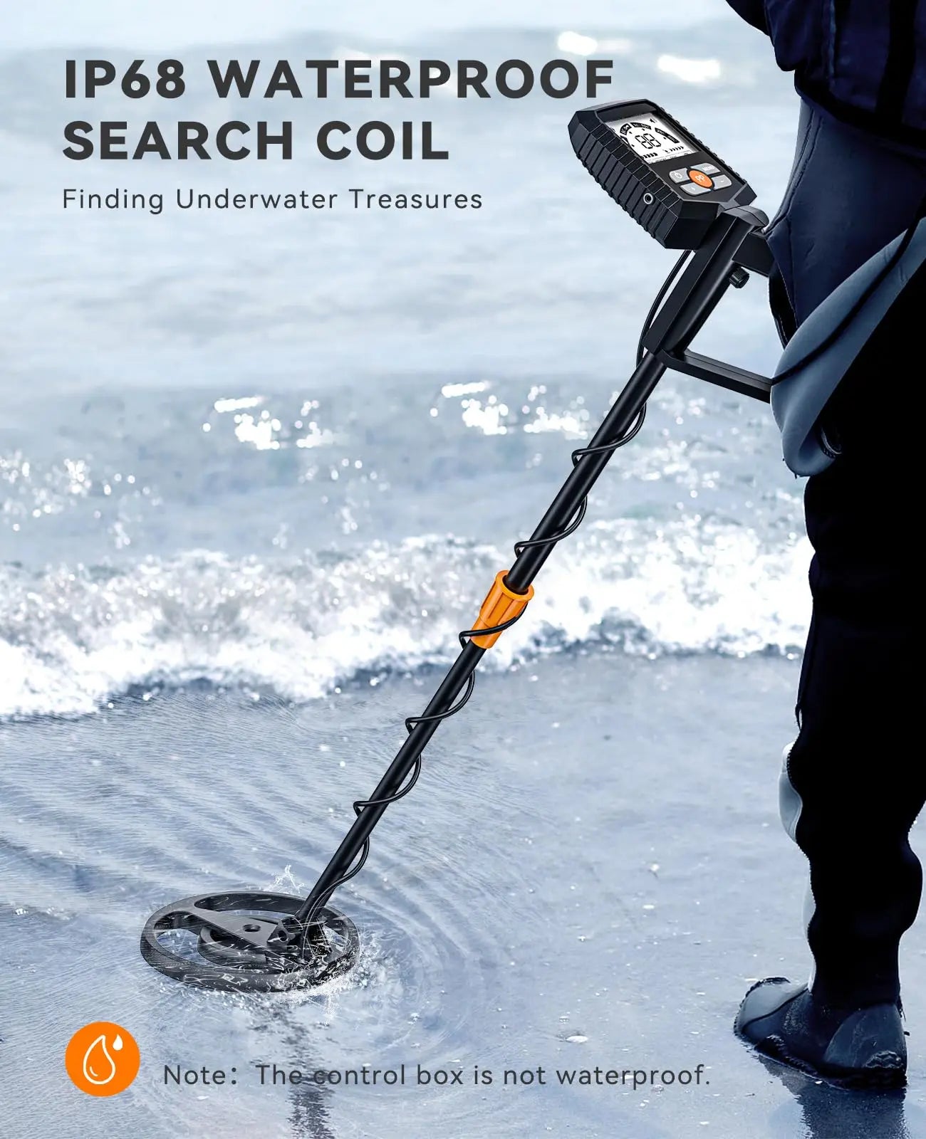 Metal Detector for Adults & Kids, 8"  IP68 Waterproof Coil, 4 Detection Modes Large LCD, Lightweight CE Certified for Family Outdoor Gold Treasure Hunting, MD13