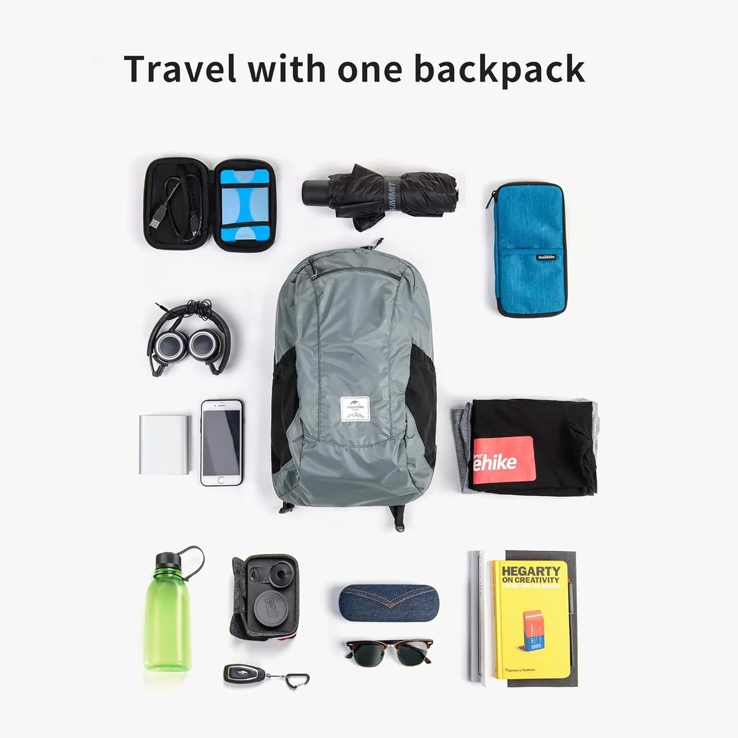 Backpack 18L Black Ultralight Outdoor Waterproof Folding Backpack for Men Women‘s Bag Camping Hiking Shoulder Bag
