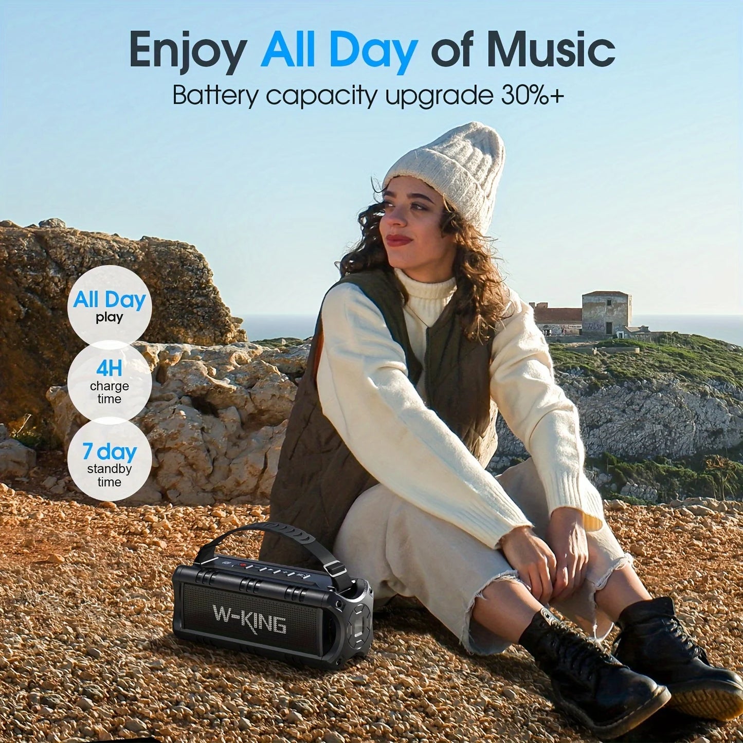 D8mini-1 Bluetooth Speaker, 30W Portable Wireless Loud Speakers, IPX6 Waterproof Outdoor Speaker, 24H Playtime, EQ, AUX, TF Card