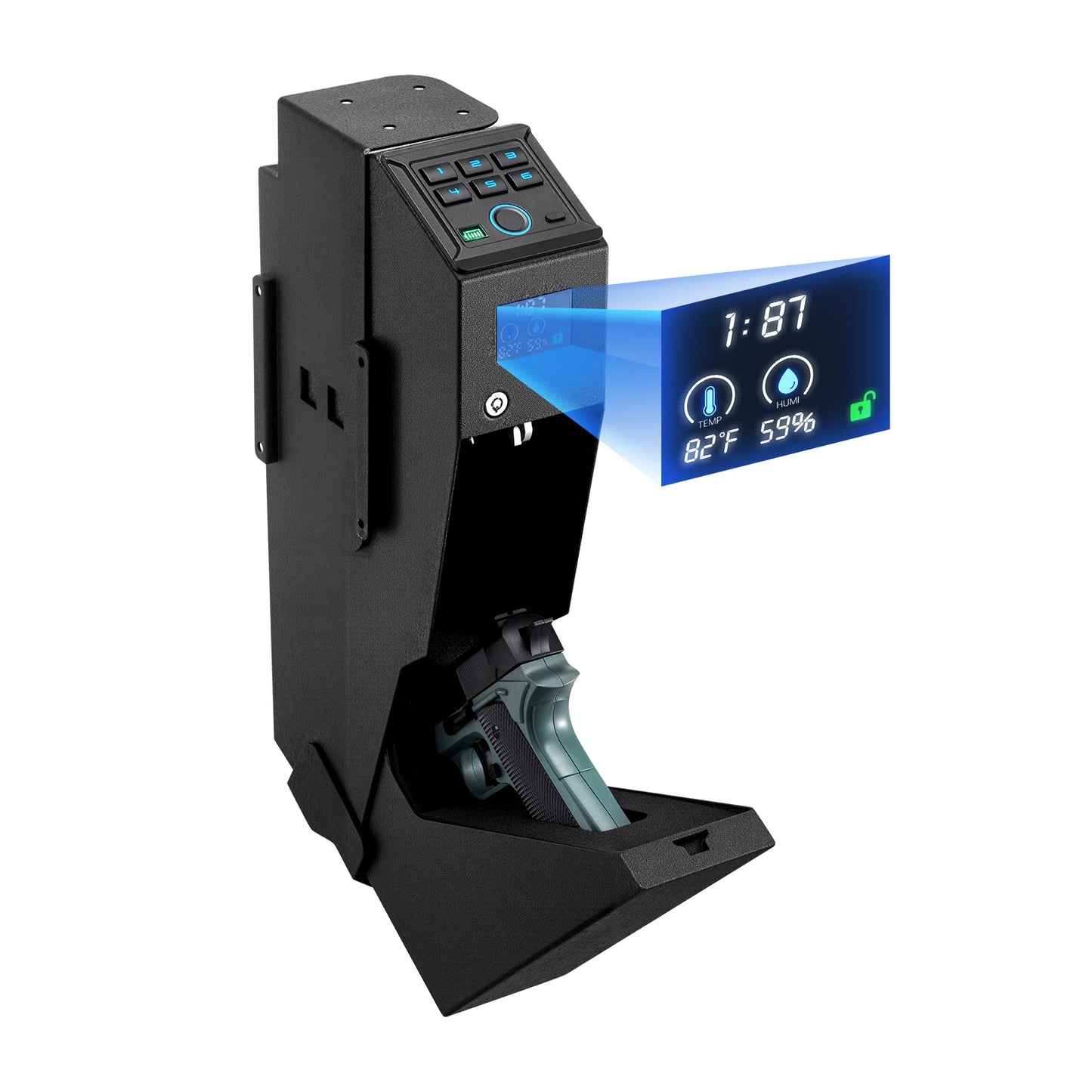 Gun Safe Slider Handgun Safe Fingerprint/Password/Key 3-Way Quick Access Case Box with LED for Nightstand Bedside Desk