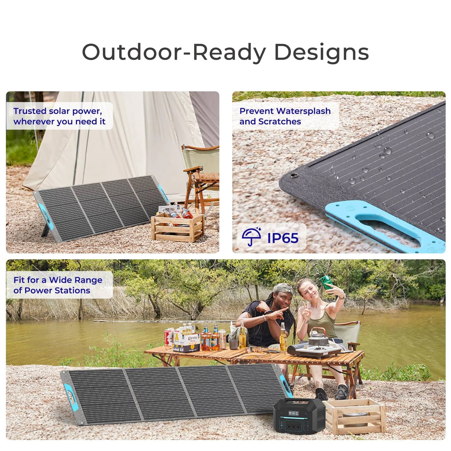 Renogy 200W Portable Solar Panel, IP65 Waterproof Foldable Solar Panel Power Backup, Solar Charger for Power Station RV Camping