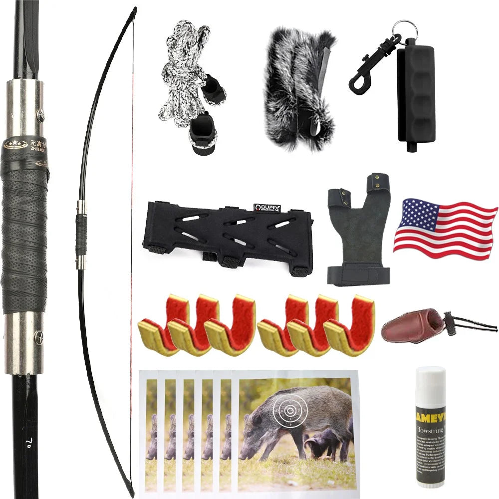 Takedown English Longbow 64.5" RH/LH Compatible 60/65/70lbs Draw Weight with Complete Arrow Set for Adults Archery Hunting Shooting Target Practice Outdoor Portable Traditional Bow Accessories