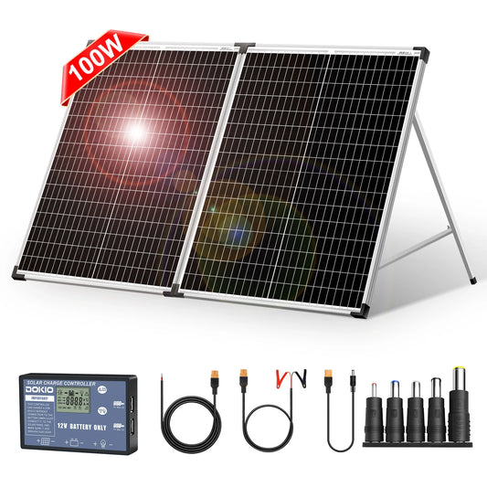 100W/160W/200W Foldable Solar Panel Suitcase 18V Portable Solar Charger with 12V Controller for Camping RV Outdoor