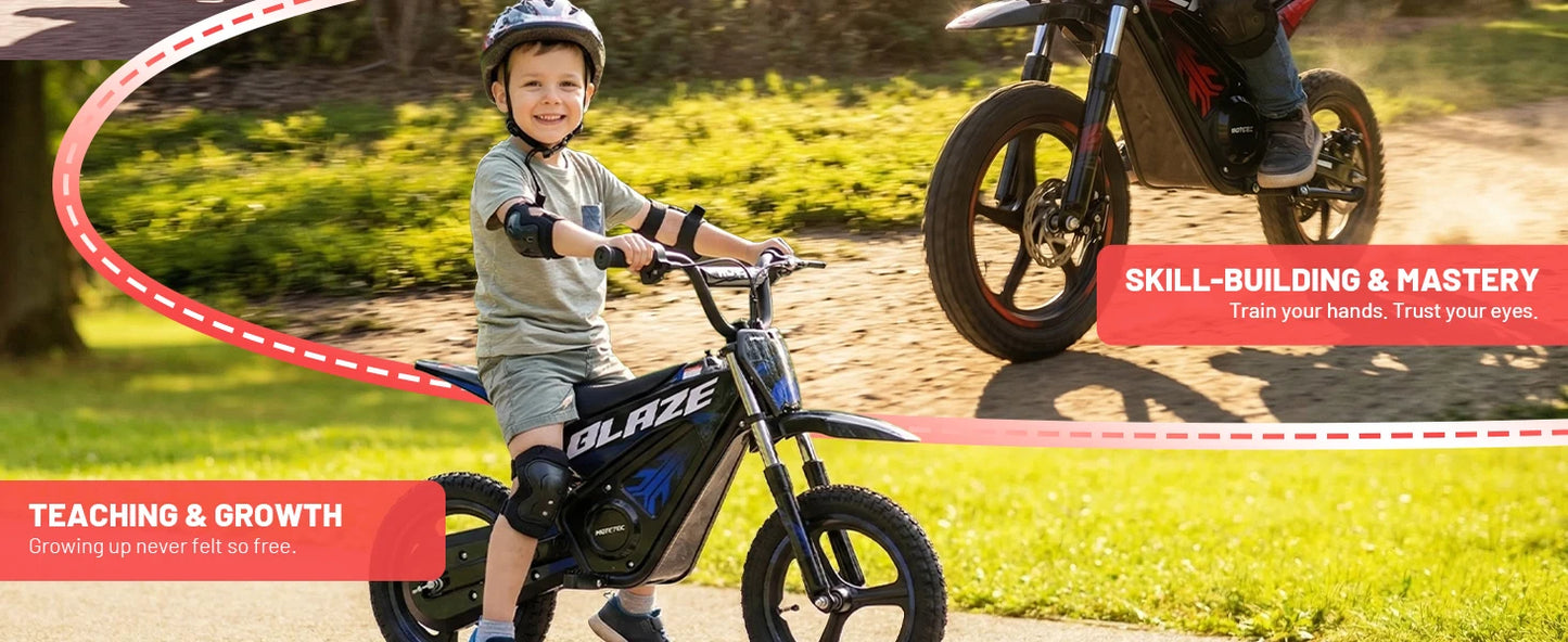 HP01E 36V 350W Electric Dirt Bike for Kids, 2 Speed Modes, Electric Motorcycle Up to 15.5 MPH & 9.5 Miles Long-Range.