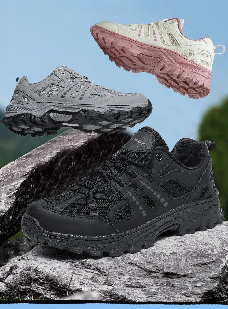 Hiking Shoes Women Shock-absorbing Lace-up Outdoor Low-top Men Shoes Comfortable Flat Breathable Casual Sneakers Men