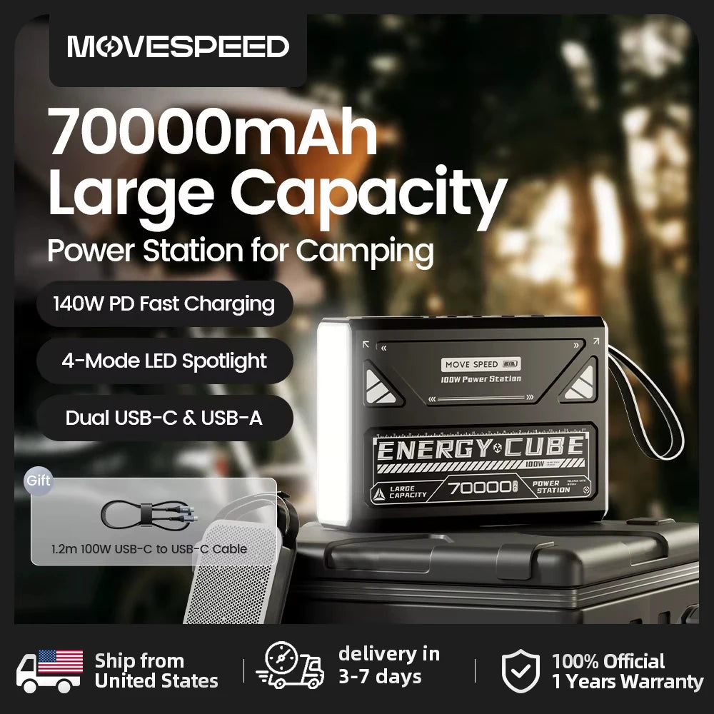 LED Camping Lantern 70000mAh Large Capacity Battery w/ Rechargeable Lamp LED Emergency Light for Outdoor Power Outage