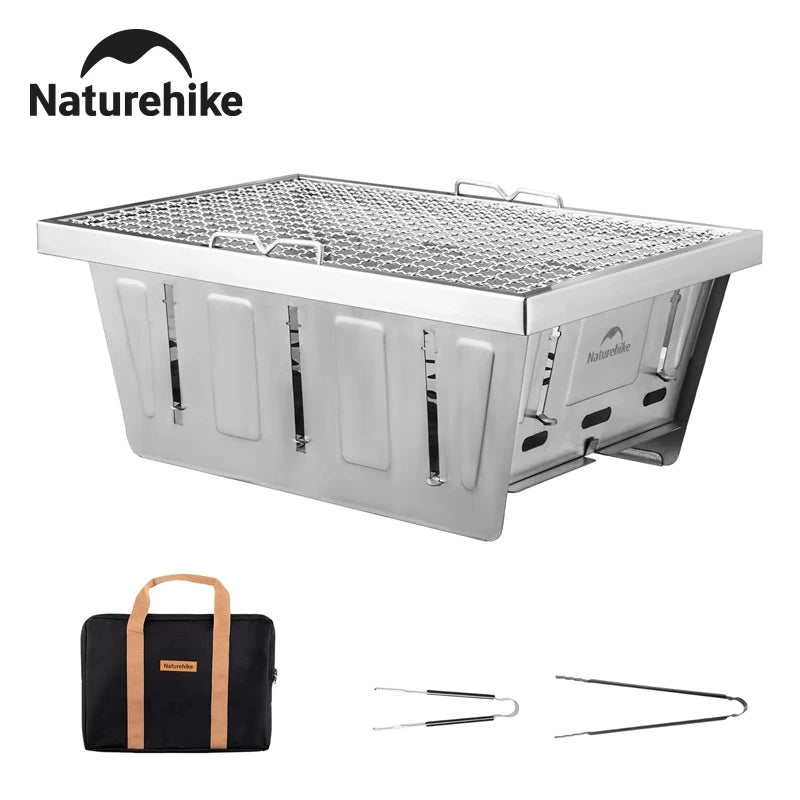 Camping Charcoal Grill for IGT Table Portable Folding Barbecue Grill with Tongs Outdoor Car Cooking BBQ Rack