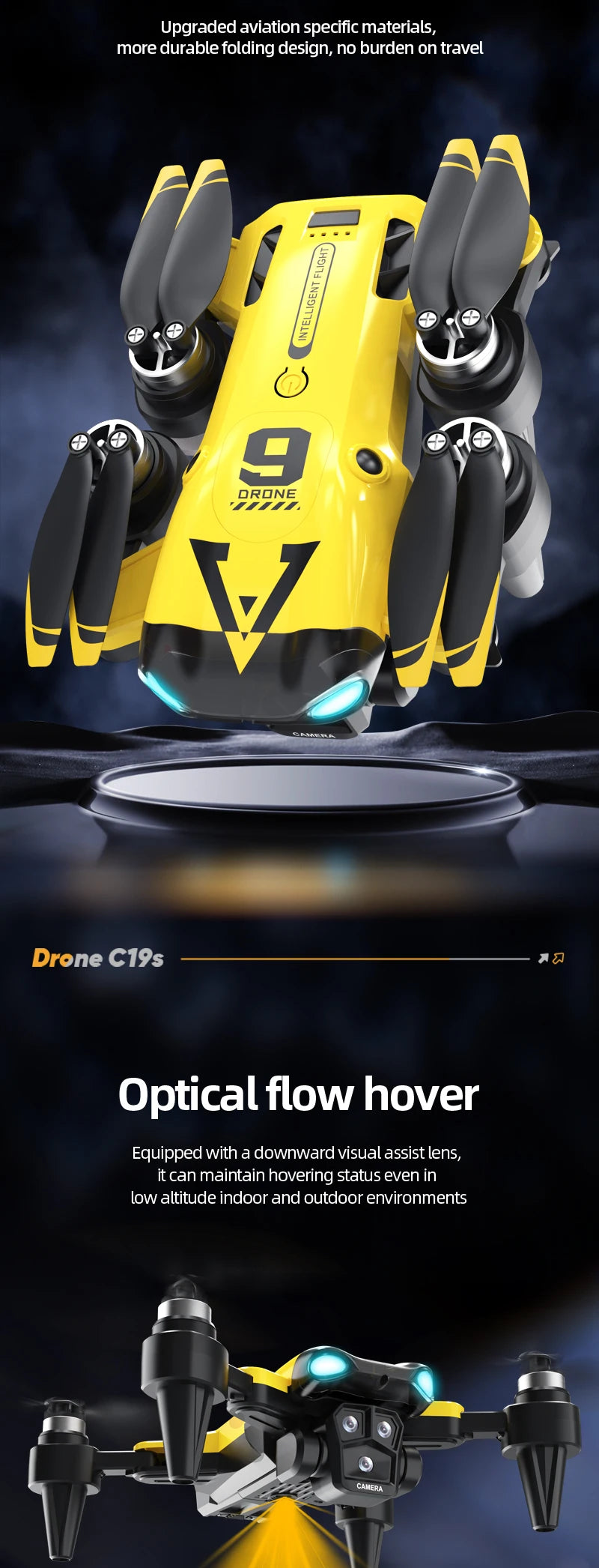 New B9 Pro RC Drone 4K 1080P Wide Angle Dual HD Camera Foldable Quadcopter WiFi FPV Altitude Hold， Long Endurance Drone - Equipped With Optical Flow Positioning And Dual High-definition Cameras, It Is The Perfect Gift For A