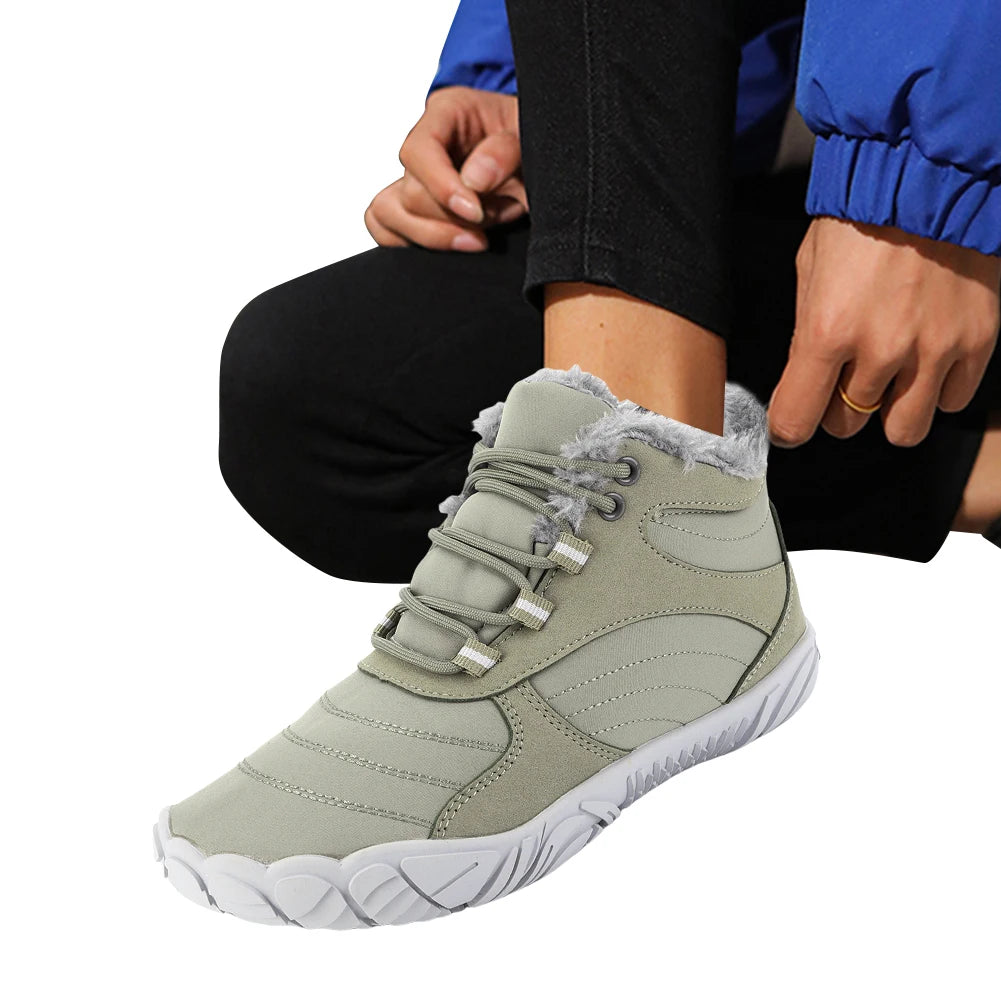 Warm Hike Shoes Non-Slip Waterproof Warm Fur Lined for Women Men (Green 44)