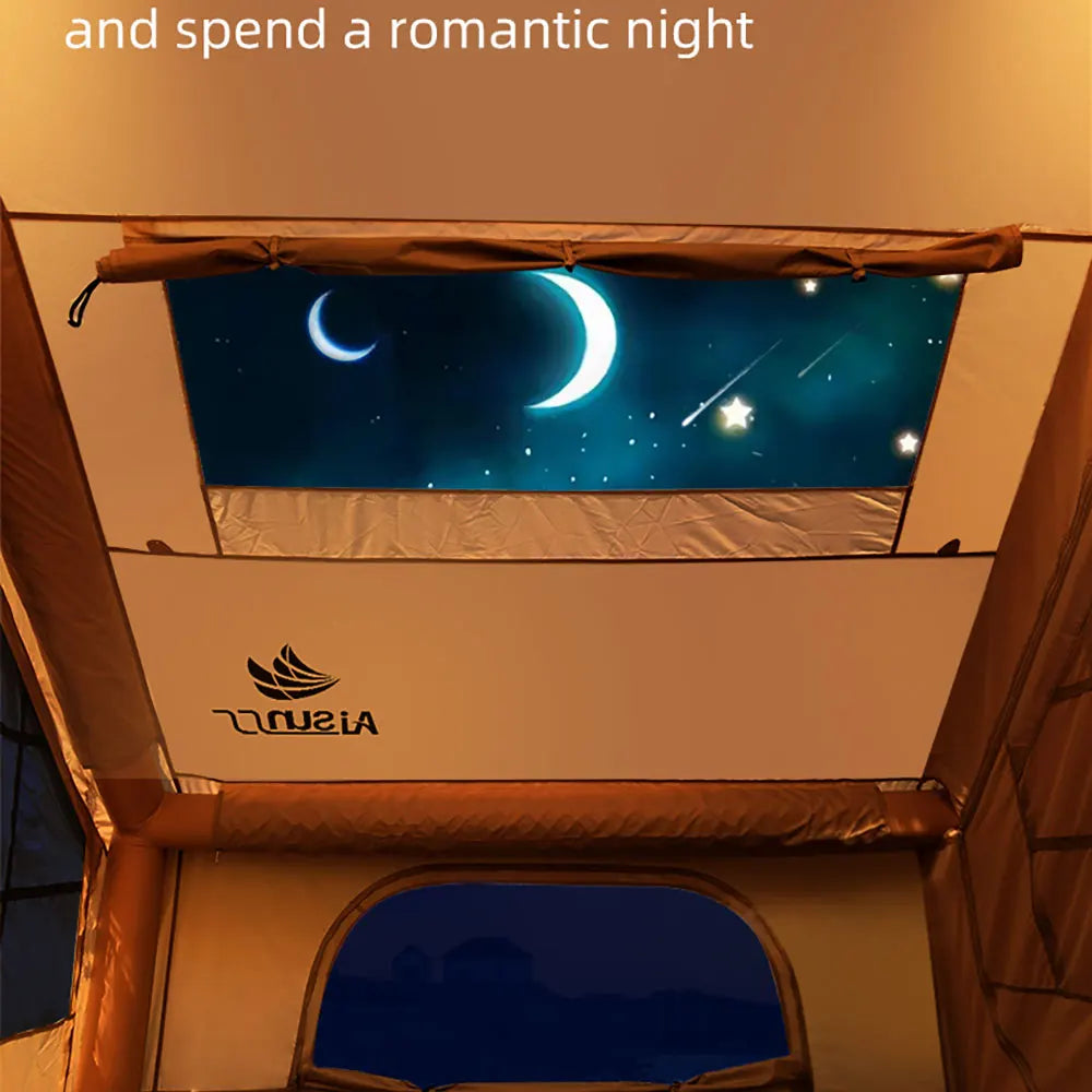 Camping Inflatable Tent for Family, PVC Skylight Air Tube, Camp Base Tents, 12 Square Meters, Large Space, 6-8 Person