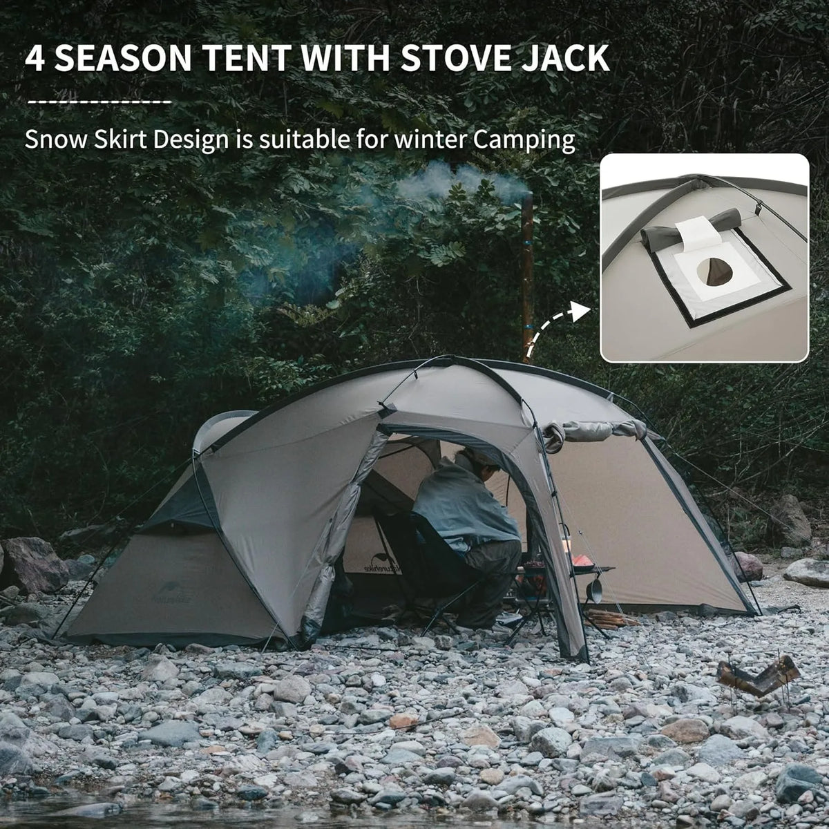 Massif Hot Tent with Stove Jack Waterproof Windproof 4 Season Tent 2 Person Cold Weather Winter Tents for Camping