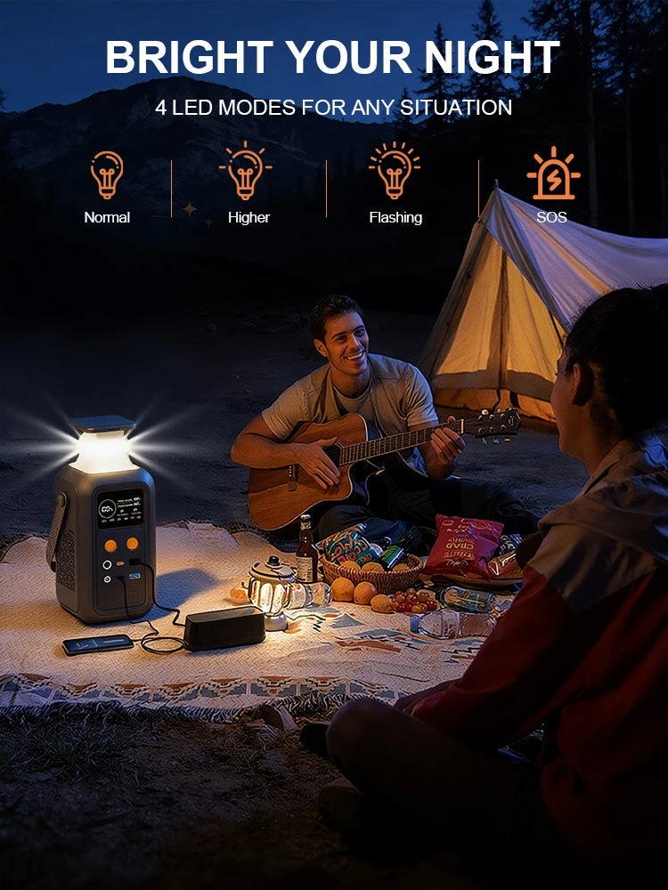 200W Power Station Camping 192Wh Lifepo4 Power Bank 60000mAh Portable Charger Battery Emergency Power USB TYPE-C Port