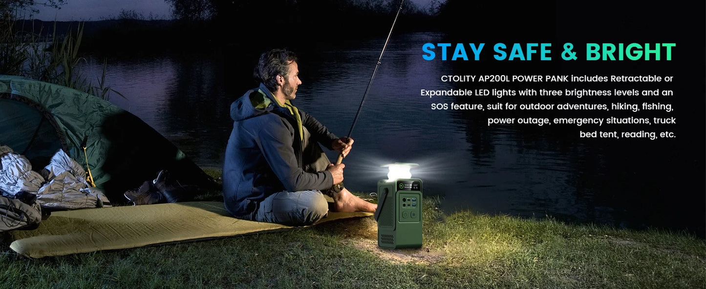 200W Power Station Camping 192Wh Lifepo4 Power Bank 60000mAh Portable Charger Battery Emergency Power USB TYPE-C Port
