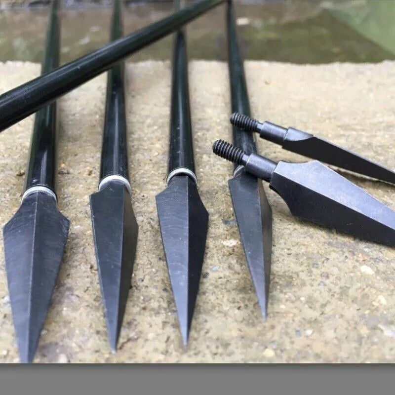 12/24pcs Archery 150grain Traditional Broadheads Hunting Arrowheads Bow And Arrow Shooting Target Practice Carbon Steel Arrow Tip