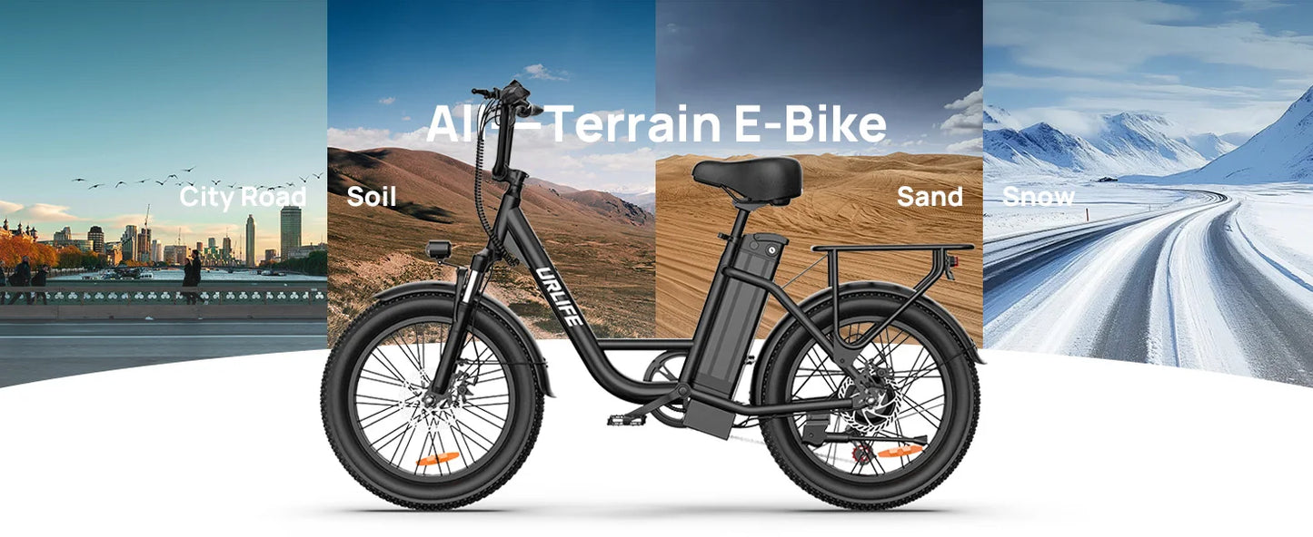 1000W 20x3" Fat Tire Electric Bike 48V 13Ah Removable Battery 28MPH 7-Speed Gears Dual Disc Brakes Adult Moped for Off-Road City