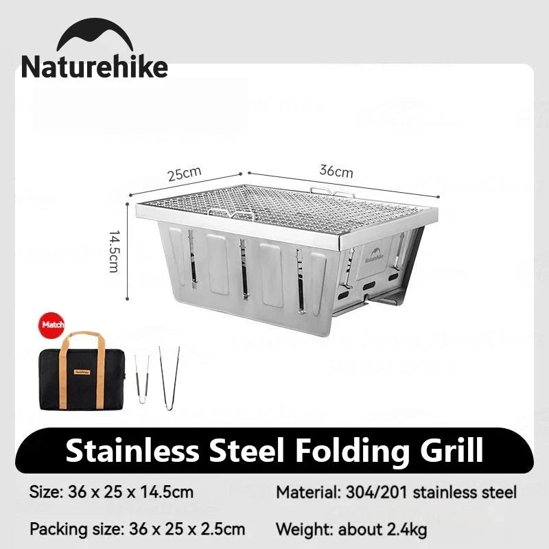 Camping Charcoal Grill for IGT Table Portable Folding Barbecue Grill with Tongs Outdoor Car Cooking BBQ Rack