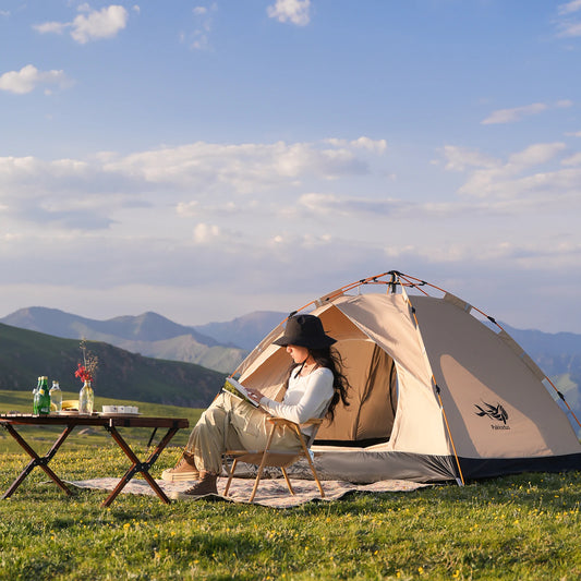 Instant Golden Tent - Portable 3-4 Person Sun & Rain Shelter for Beach & Camping