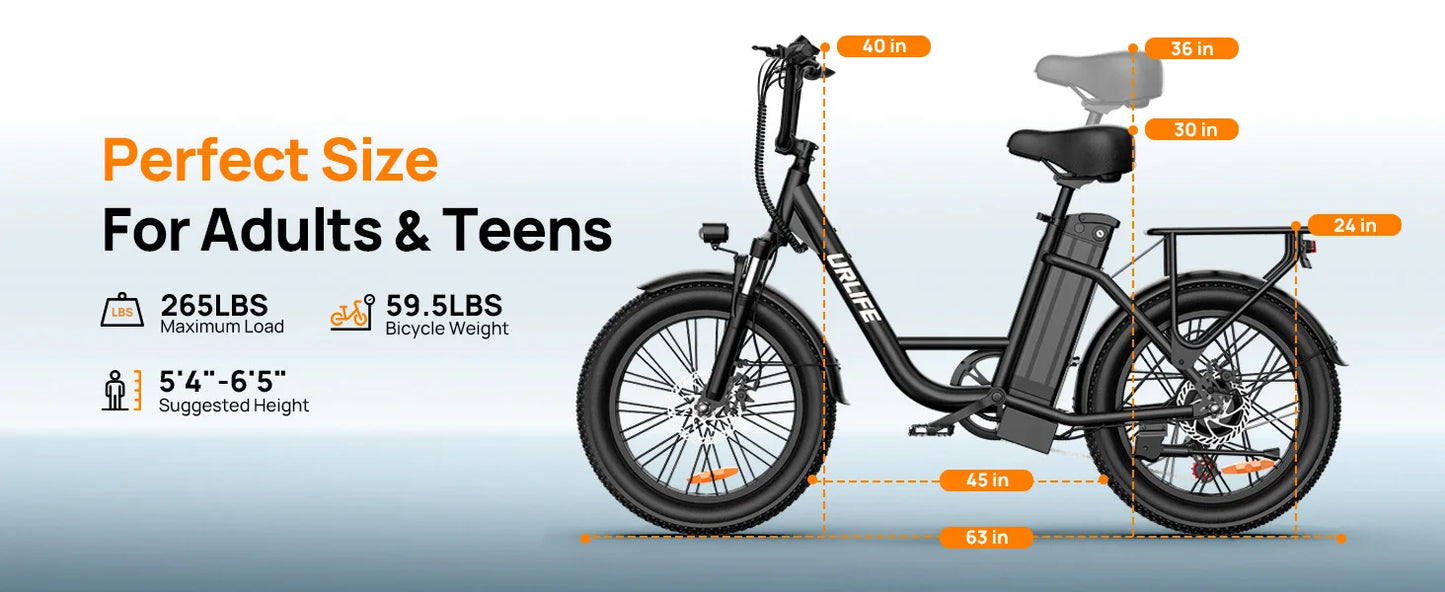 1000W 20x3" Fat Tire Electric Bike 48V 13Ah Removable Battery 28MPH 7-Speed Gears Dual Disc Brakes Adult Moped for Off-Road City