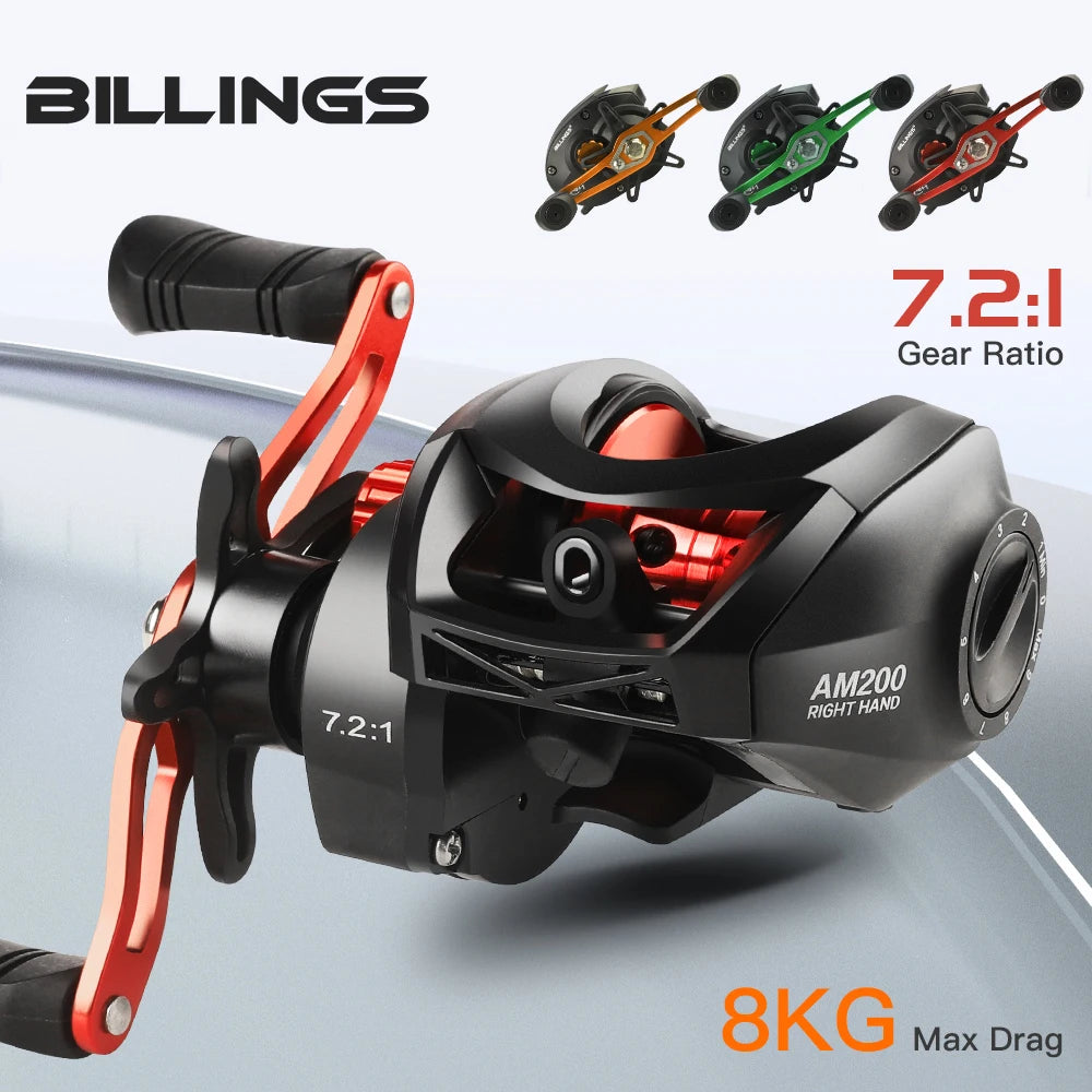 Baitcasting Reel 8KG Max Drag Baitcaster Fishing Reels 7.2:1 Gear Ratio Magnetic Brake System Casting Reel for Freshwater Saltwater Bass Trout Carp Fishing