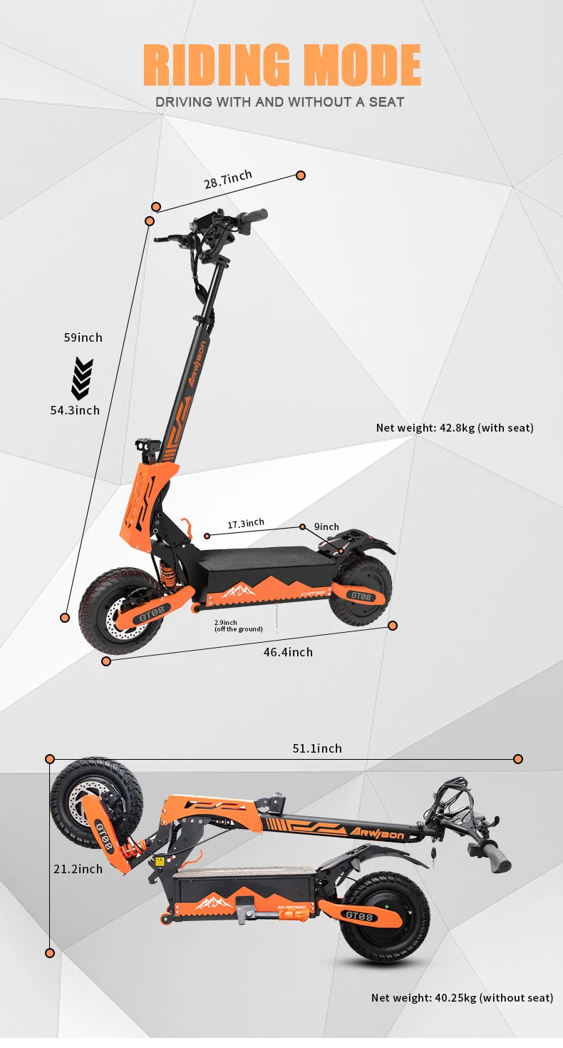 5600W Adult Electric Scooter Dual Motor Top Speed 46MPH,60V27AH, 11-inch Off-Road Tires Sport Folding eScooter