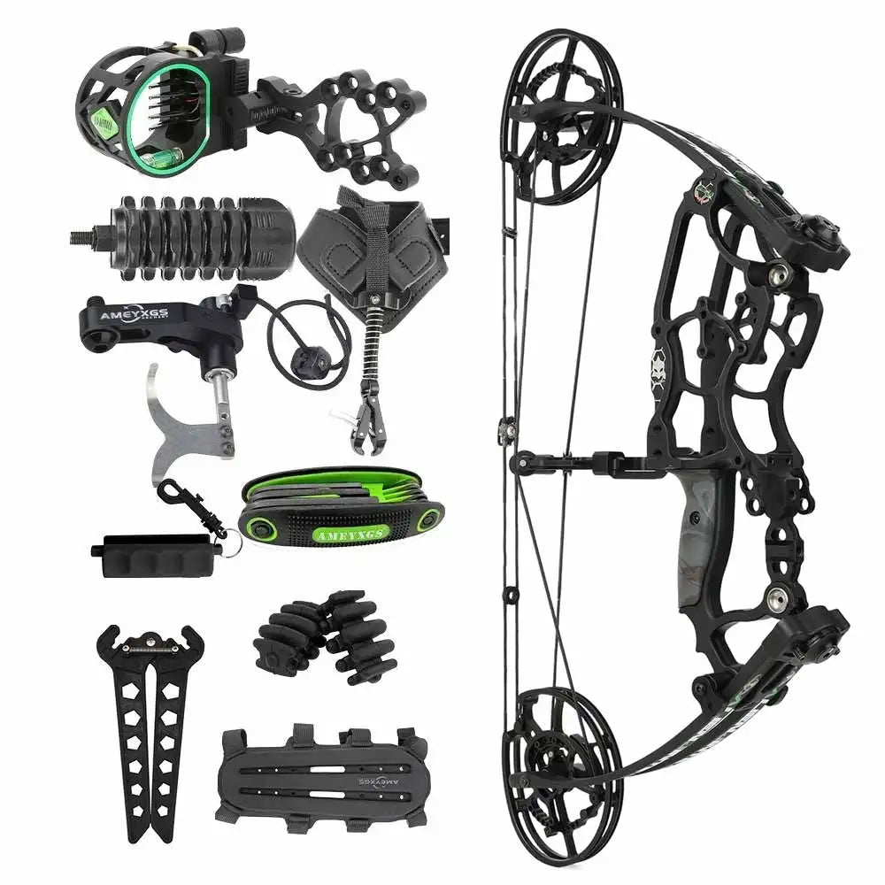 Archery Compound Bow Dual-Use Kit for Steel Ball & Arrow 30-70LBS Adjustable 80% Let-off 340FPS Right/Left Hand Outdoor Hunting Shooting Target Practice Professional Archery Accessories