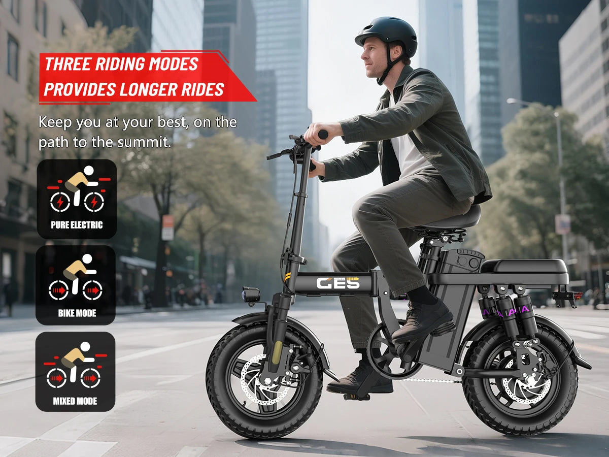GE5 Adults Electric Bike 500W Peak Motor 48V 15AH Removable Battery Electric Bicycle 14 Inch Folding Urban leisure e bike