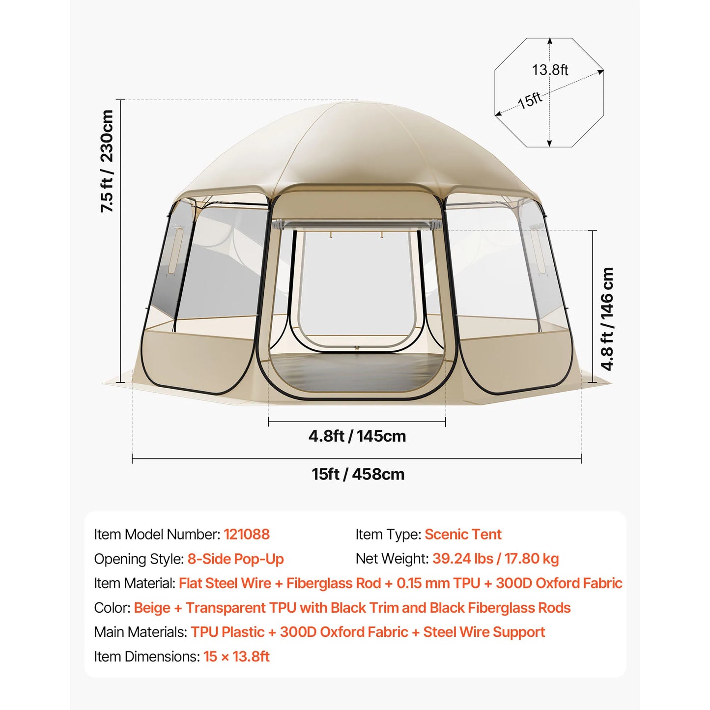 Pop up Bubble Tent Waterproof & UV-Resistant Clear Camping Tent Shelter Outdoor Garden Dome Igloo Tents with Windows