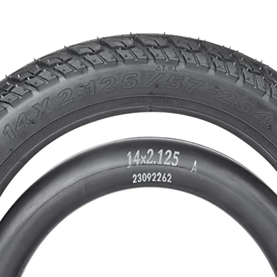 14 E-Bike Tire Heavy-Duty 14 x 2.125 Tire and Tube Sets 57-254 Electric Scooter Tire Tube with Angled Valve Stem 14 Inch Tire f