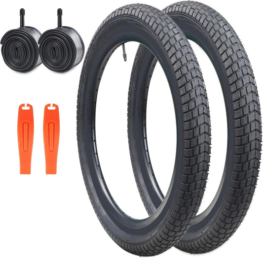 20 x 2.125 Bike tire 2 Pack 20 Bike tire Kids Black Bike Tires Folding Replacement Tires Fits Most Kids Bikes,BMX Tires