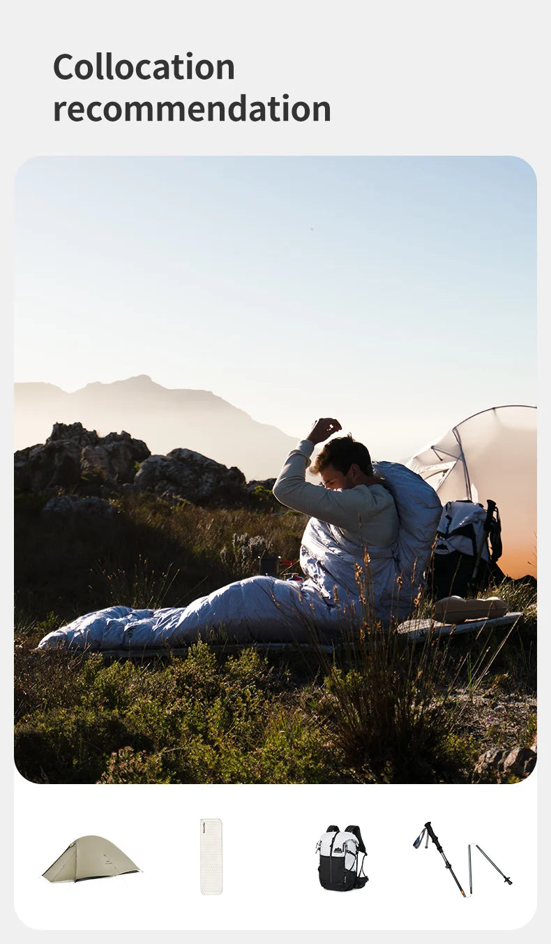 CW700 Sleeping Bag Ultralight Down Sleeping Bag for Adults Outdoor Winter Warm 650FP Duck Down Envelope Sleeping Bag