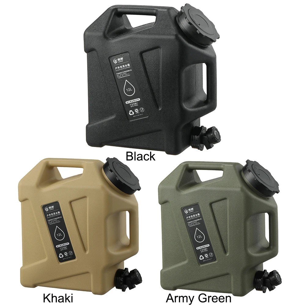 12L Camping Water Container  Water Storage Carrier Portable Large Capacity Outdoor Hiking Accessories