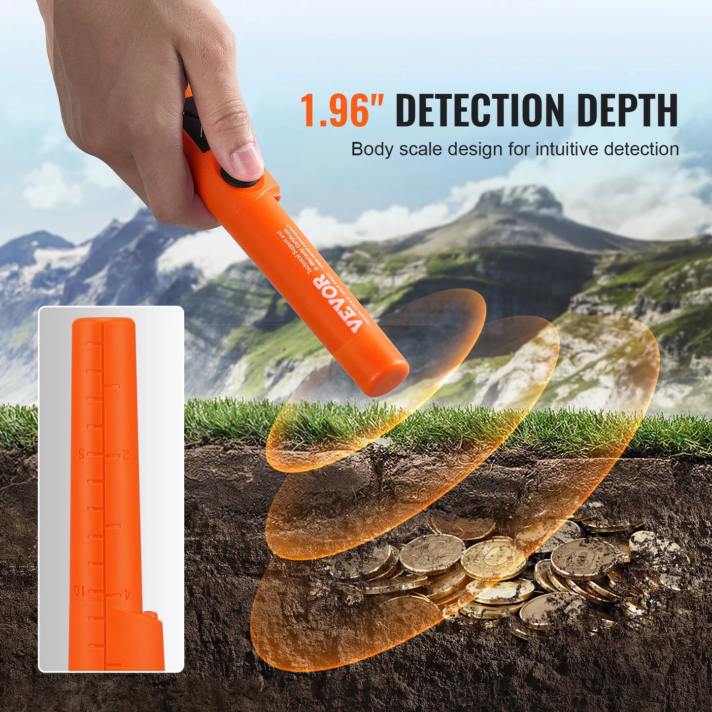 Metal Detector Pinpointer IP66/IP68 Waterproof Handheld Pin Pointer Wand 1.96"/4.5" Detection Depth 3 Modes for Detecting