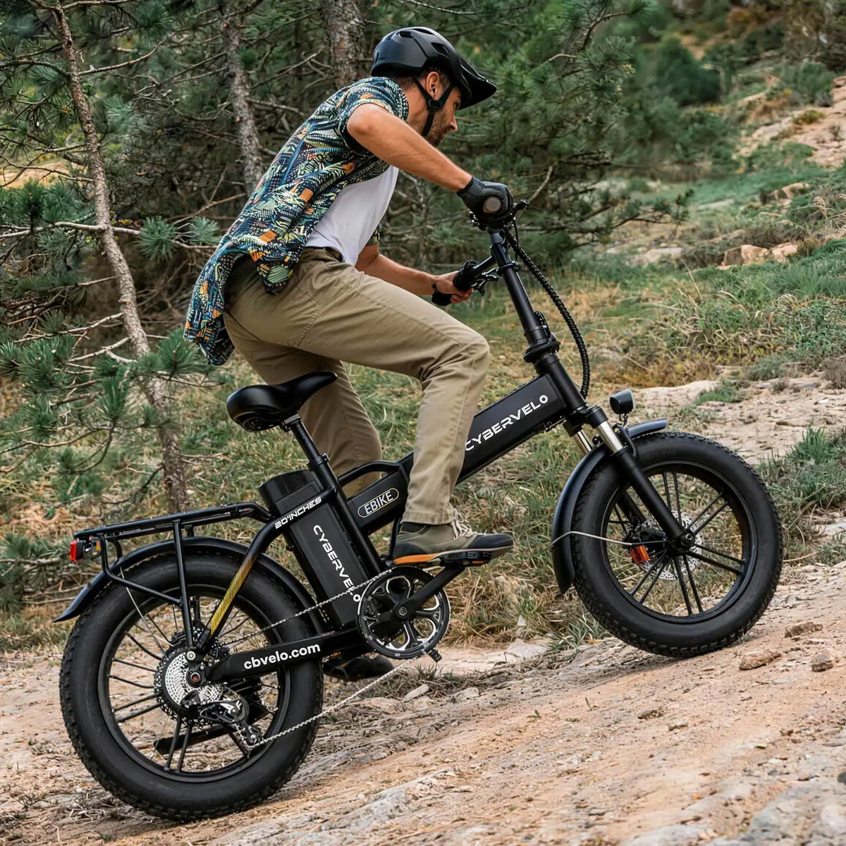 Cybervelo 20” Fat Tire Removable Battery E-Bike 1000W Peak 48V20.8ah 7-Speed Shift Electric Bike 28+MPH 80Miles Long Range EK4
