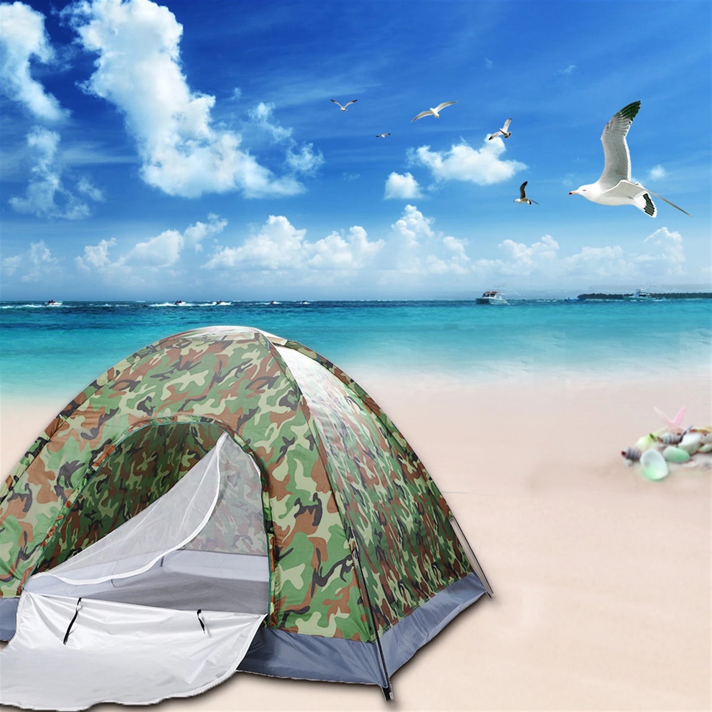3 4 Person Camping Dome Tent Waterproof UV Proof 180T Silver Coated Polyester Fiberglass Poles Portable Bag Outdoor Camouflage
