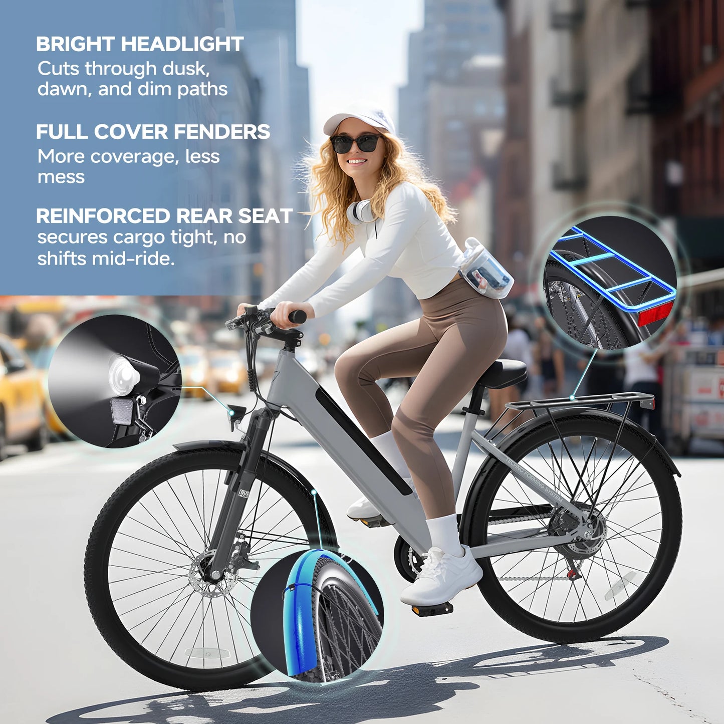 1000W  Ebike, 26" Comfort Step-Through Electric City Bike, 48V 10.4ah Removable Battery, Soft Seat, Perfect For Seniors