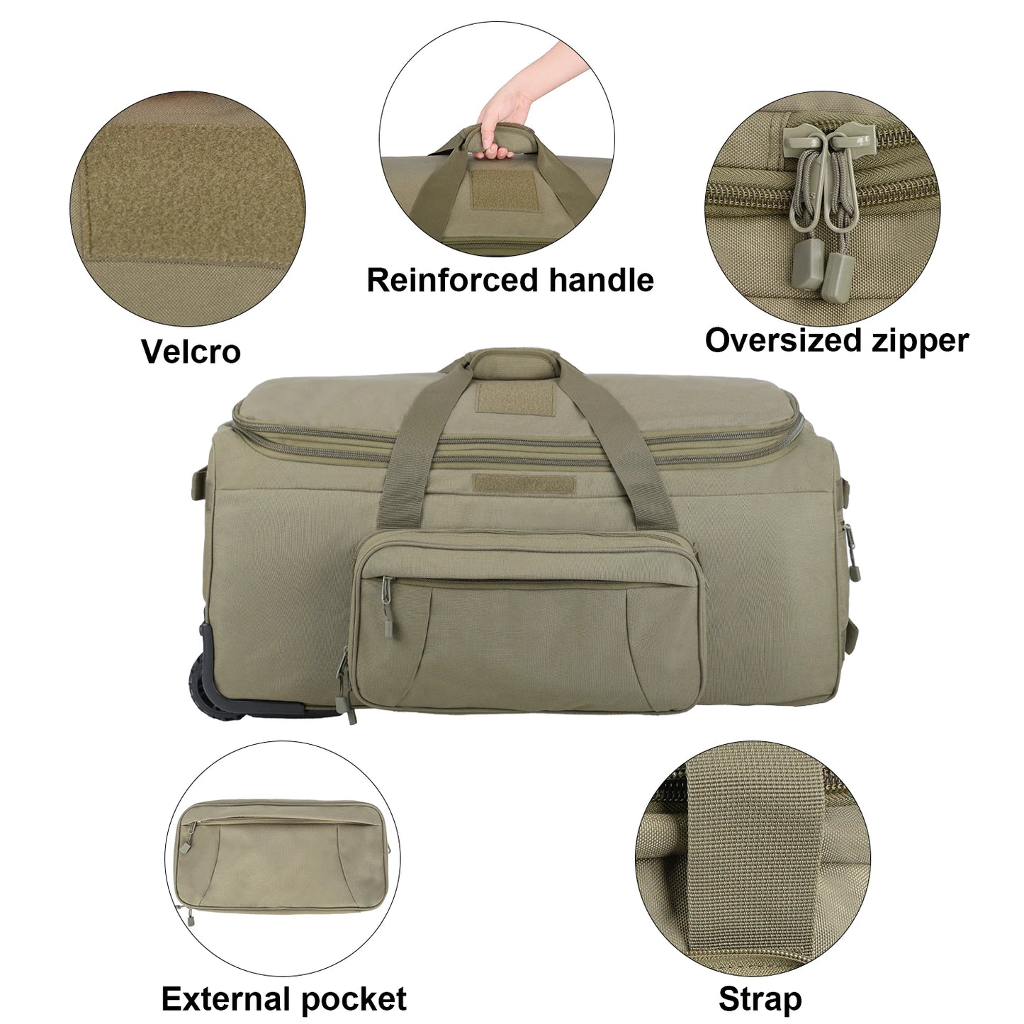 124L Outdoor Camping Travel Bag Large Trolley Case Waterproof Nylon Practical Travel Handbag Storage Luggage Bag