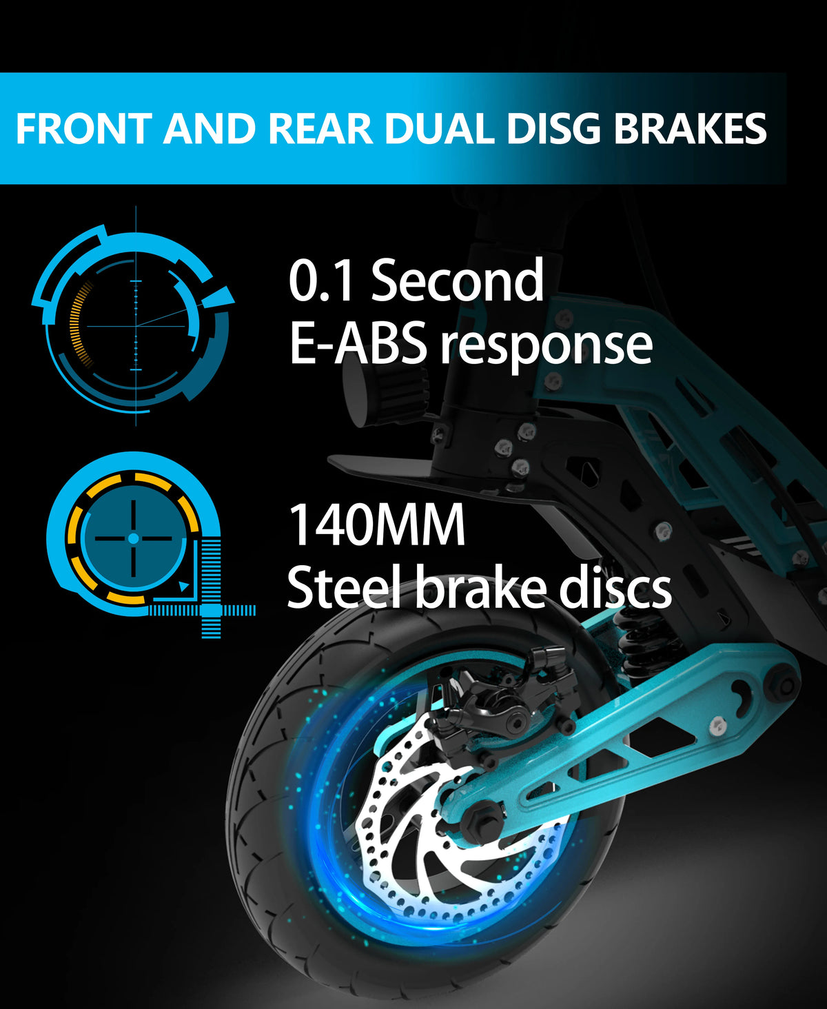 31mph 50kmh Double Absorber Brake Powerful Off-road Adult Big 48V 10inch Tires Adult Electric Scooter