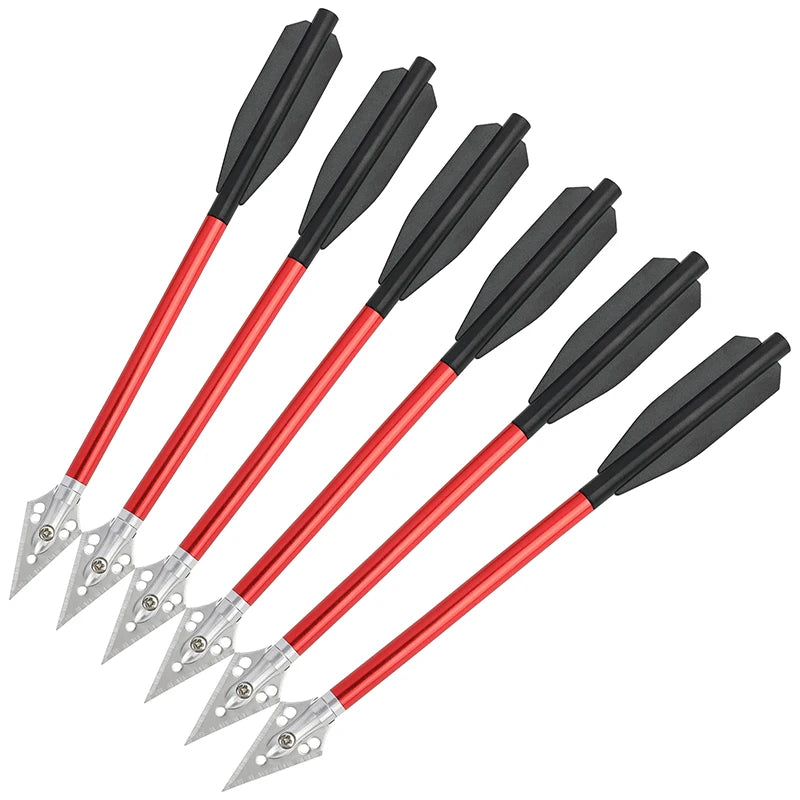 12pcs Archery Aluminium Arrows Black/Gold/Red 6.7 inch Crossbow Bolt Blade Arrowheads Hunting Shooting Target Outdoor Sports
