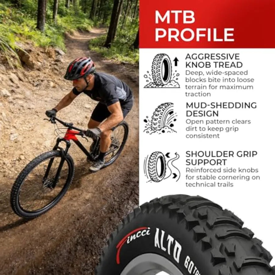 Knobby 26 inch Bike Tires 2X 26 inch Bike Tube 50-559 - Pair 26x1.95 Bike Tire - Mountain Tires Kevlar - 26" Wheelset for El