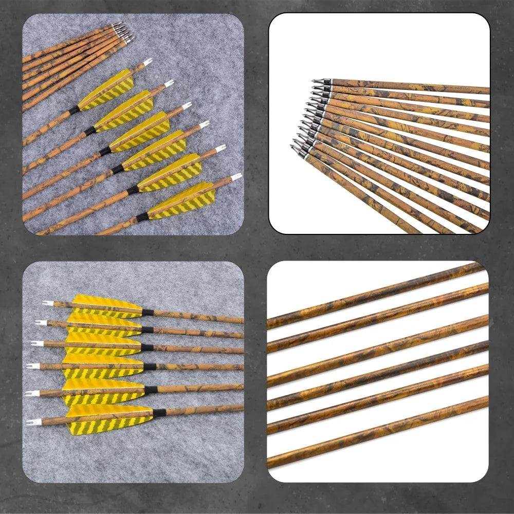 Carbon Arrows 30 Inch Spine 500 Mixed Carbon Shaft ID6.2mm Shield-Shaped Turkey Feathers for Hunting Target Shooting Practice