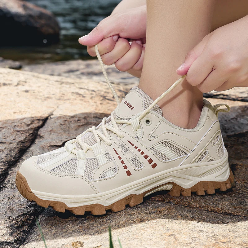 Hiking Shoes Women Shock-absorbing Lace-up Outdoor Low-top Men Shoes Comfortable Flat Breathable Casual Sneakers Men