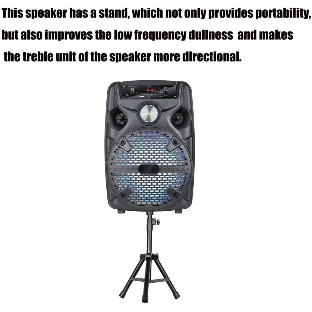 1100W Portable Bluetooth Party Speaker 8" Subwoofer w/Stand Sound System Dj Karaoke RGB Light Rechargeable Speaker with Mic