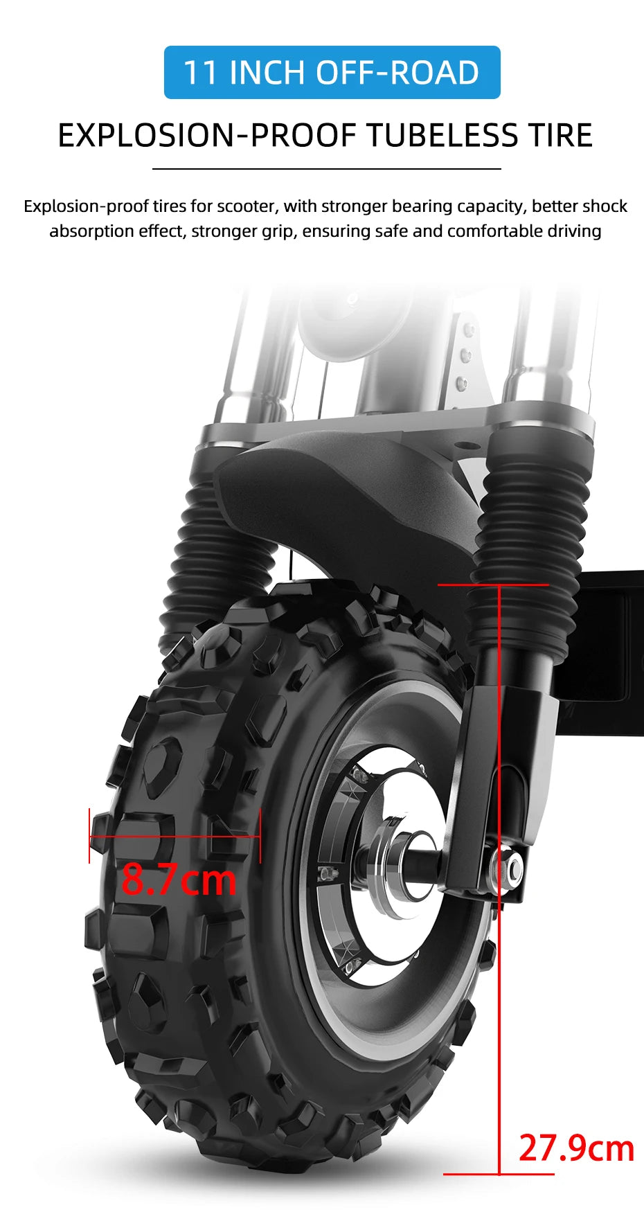 60-85KM/H Fast Electric Scooter for Adults, 1200W-6000W High Power E Scooter Single/Dual Motor, 48V 52V 60V 72V Long Range 40-100KM, 10Ah-30Ah Battery, 11 Inch Off Road Fat Tire All Terrain Electric Scooter with Dual Suspensi