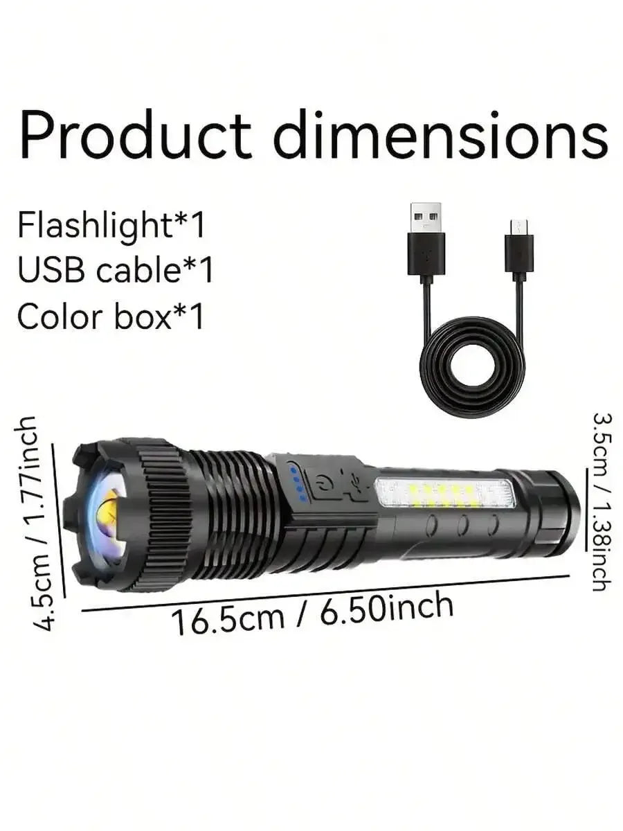2PCS Tactical Flashlight 2500 Lumens - USB C Rechargeable, 7 Modes Super Bright LED Flashlight For Camping, Hiking